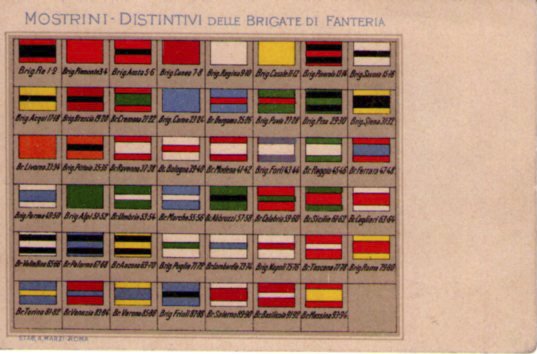 Cartolina Militare Reggimentale MOSTRINI - Distintivi delle Brigate di Fanteria …