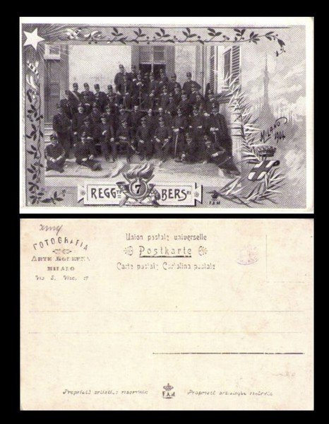 Cartolina Militare 7° Reggimento Bersaglieri MILANO 1904