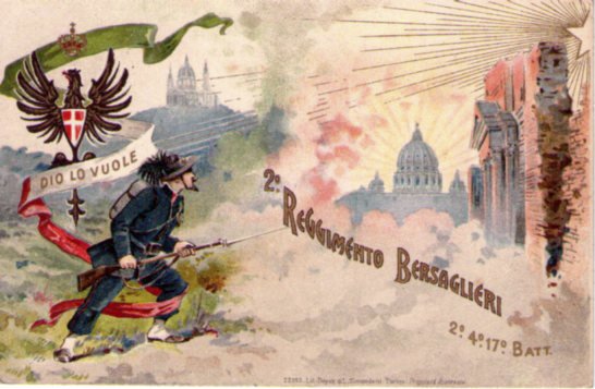 Cartolina Militare 2°Reggimento Bersaglieri - 2°.4°.17°.Battaglione Prima Guerra Mondiale