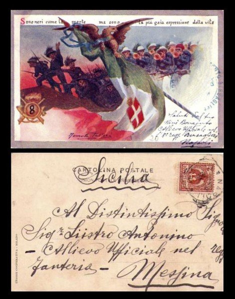 Cartolina Militare 8°Reggimento Bersaglieri - Primi'900