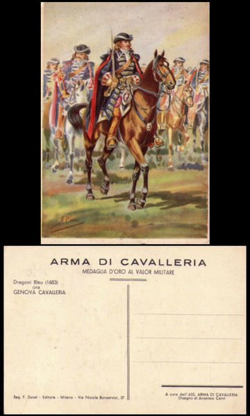 Cartolina Militare Arma di Cavalleria - Medaglia d'Oro al Valor …