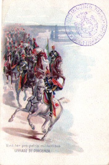 Cartolina Militare Cavalleggeri di PIACENZA - Ussari di Piacenza Primi'900