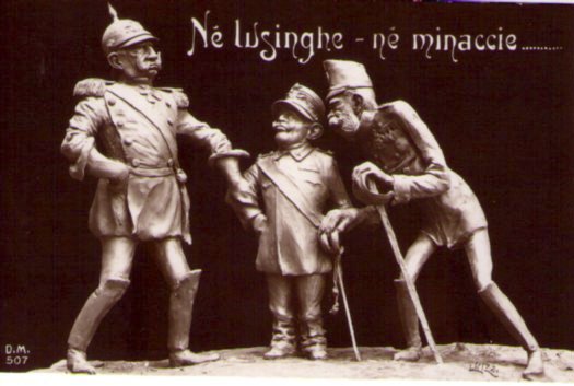 Cartolina Fotografica Militare Satirica (Vittorio Emanuele III) "Nè lusinghe - …