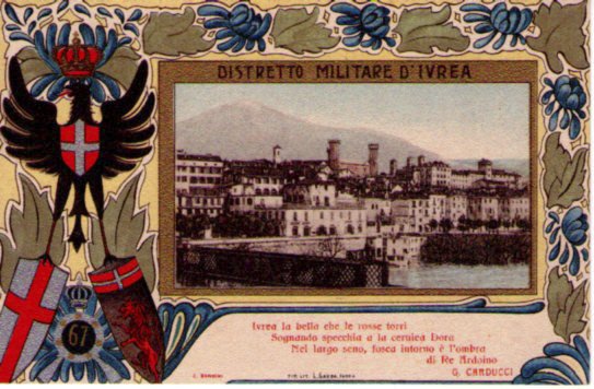 Cartolina 67° Reggimento Distretto Militare d'Ivrea Primi'900