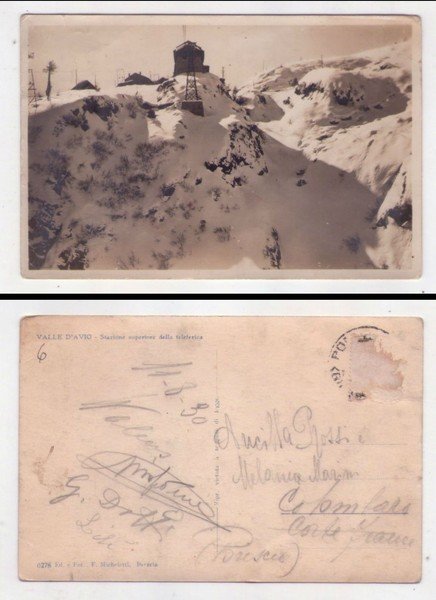 Cartolina/postcard VALLE D'AVIO - Stazione superiore della teleferica. 1930