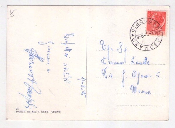 Cartolina/postcard Prasomaso (Sondrio) - Soggiorno degli adulti. 1956