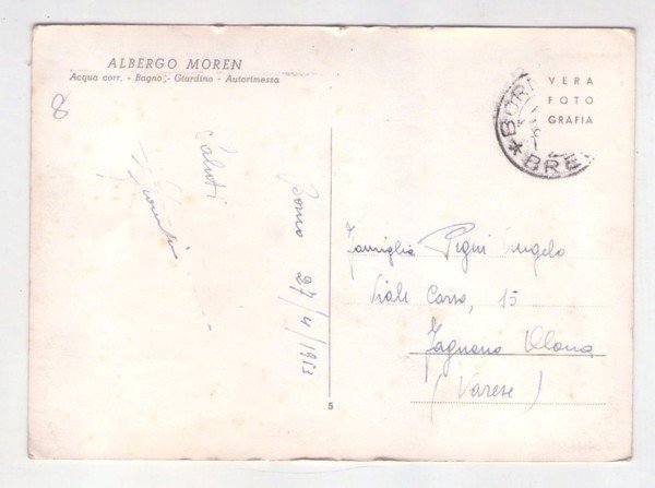 Cartolina/postcard Borno - Albergo Moren. 1953