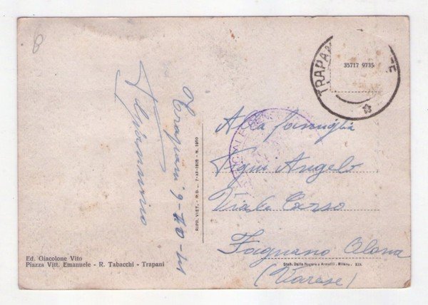 Cartolina/postcard Trapani - Palazzo delle Poste. 1941