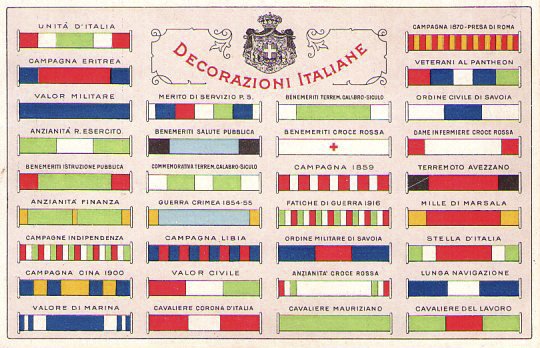 Cartolina Militare DECORAZIONI ITALIANE (nastrini/esercito/marina ) Primi'900