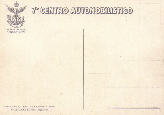 Cartolina Militare Reggimento 7°CENTRO AUTOMOBILISTICO (Prima Guerra Mondiale)