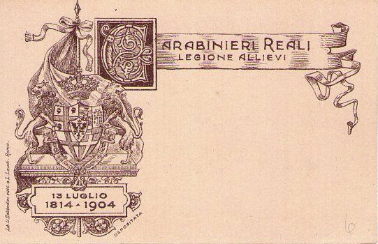 Cartolina Militare LEGIONE ALLIEVI CARABINIERI REALI 1904