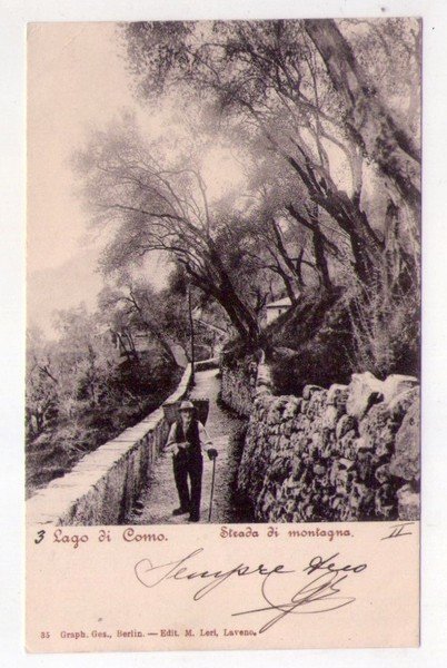 Cartolina/postcard Lago di Como - Strada di montagna. 1902 ca.