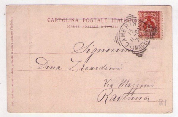 Cartolina/postcard Camerino (Macerata) - Viale del Giuoco del Pallone. 1904