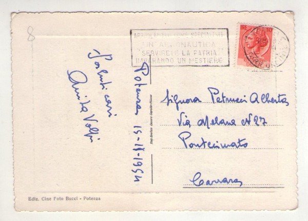 Cartolina Potenza - Rione S. Maria - Via Malta. 1954