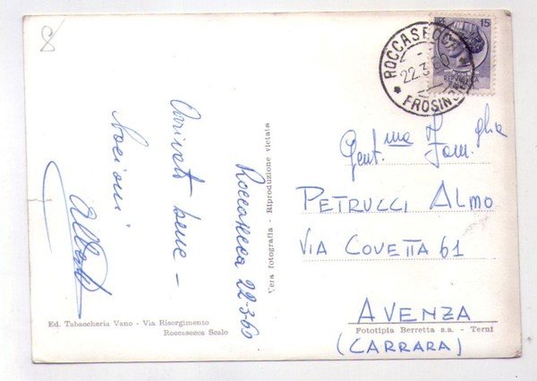 Cartolina Roccasecca (Frosinone) - Piazzale Stazione. 1960