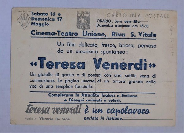 Cartolina Adriana Benetti in TERESA VENERDÌ' regia di Vittorio de …