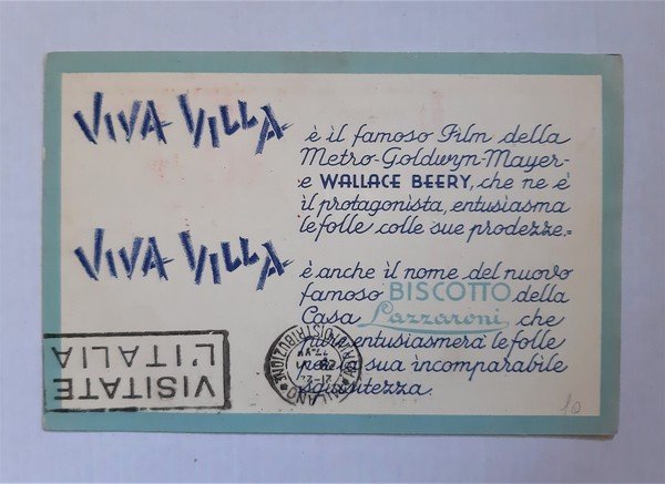 Cartolina "Viva Villa!" con Wallace Beery. Biscotto della Casa Lazzaroni …