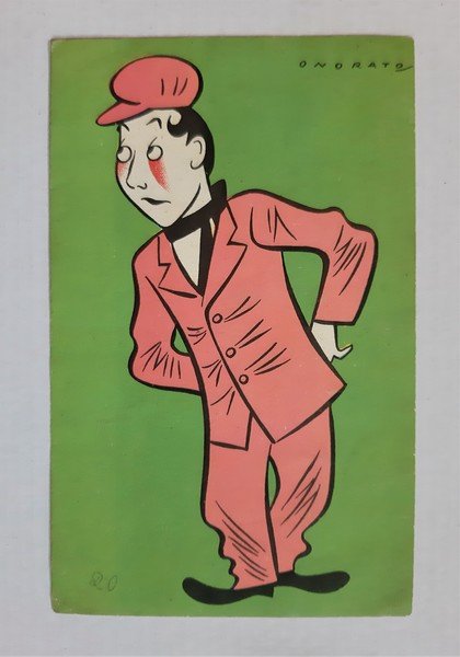 Cartolina MACARIO in "Imputato alzatevi". Illustratore Umberto Onorato.