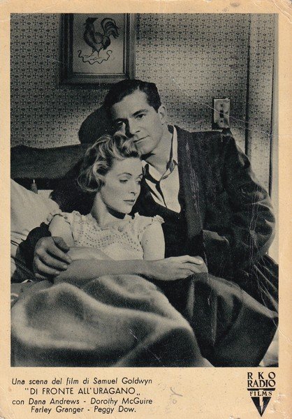 Cartolina "Di fronte all'uragano" di Samuel Goldwyn con Dana Andrews, …