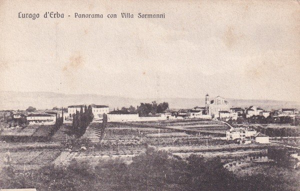 Cartolina Lurago d'Erba (Como) - Panorama con Villa Sormanni