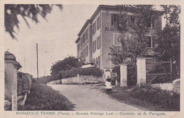 Cartolina MIRANDOLO TERME (Pavia) - Grande Albergo Lodi condotto da …