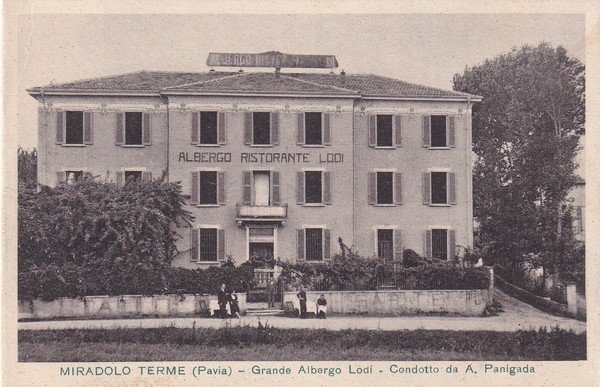 Cartolina MIRANDOLO TERME (Pavia) - Grande Albergo Lodi condotto da …