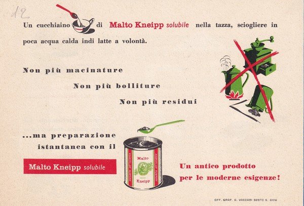 Cartolina "Malto KNEIPP solubile". Illustratore Herbert Leupin