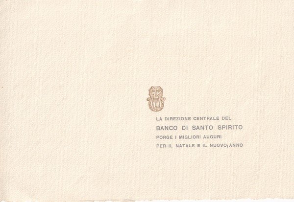 Biglietto augurale BANCO DI S. SPIRITO DI ROMA. 1960 ca.