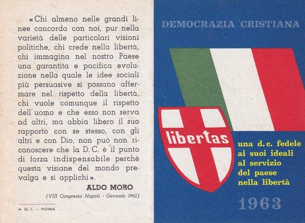 Tessera DEMOCRAZIA CRISTIANA 1963 (cit. Aldo Moro)