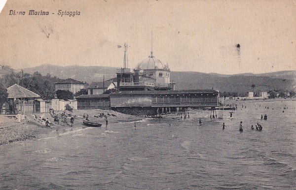 Cartolina DIANO MARINA (Imperia) - Spiaggia. 1922