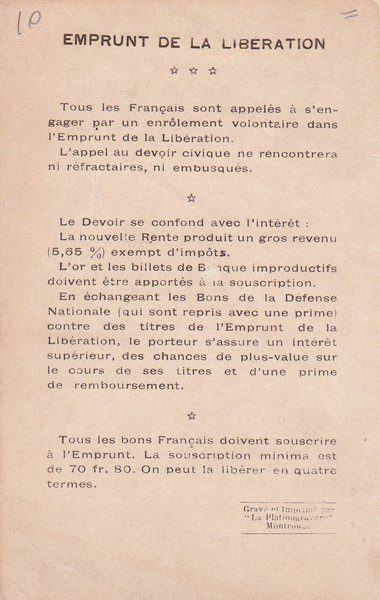 Cartolina Emprunt de la liberation - Marechal Joffre. Bataille de …