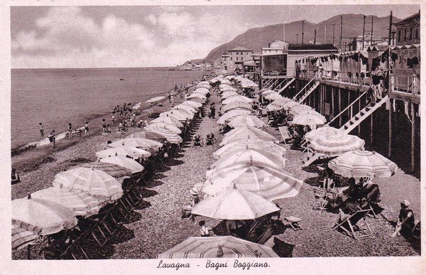 Cartolina Lavagna (Genova) - Bagni Baggiano. 1949