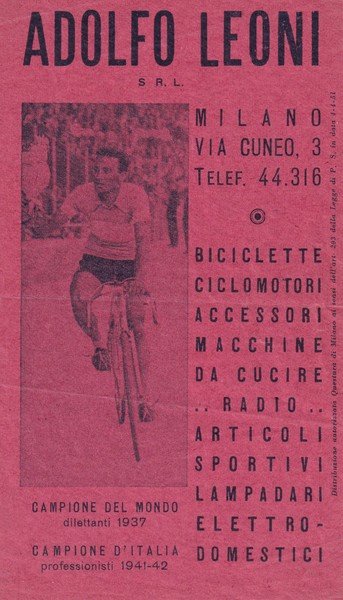 Volantino ADOLFO LEONI s.r.l. (ciclismo) - Milano. 1951