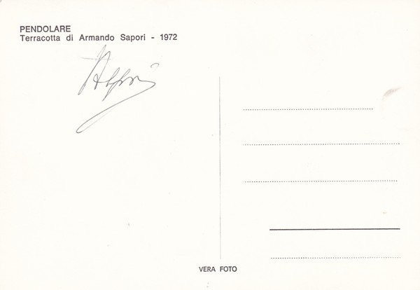 Cartolina terracotta di Armando Sapori con autografo originale.