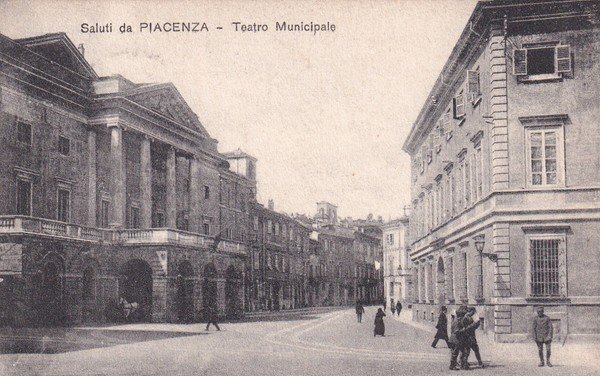 Cartolina Saluti da Piacenza - Teatro Municipale. 1917