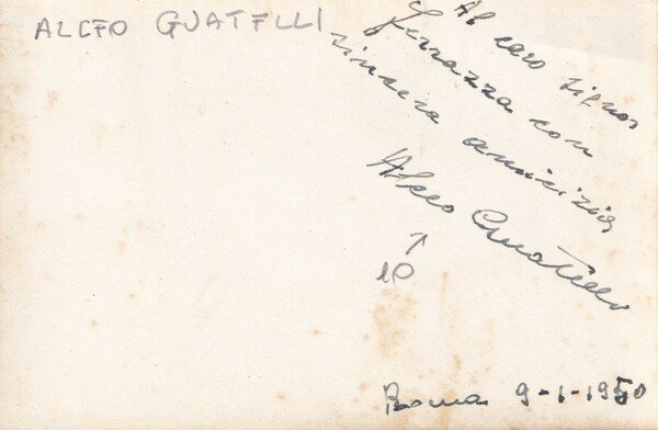 Cartolina autografata ALCEO GUATELLI. 1950
