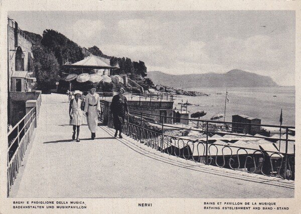 Cartolina/postcard Nervi (Genova) - Bagni e padiglione della musica.