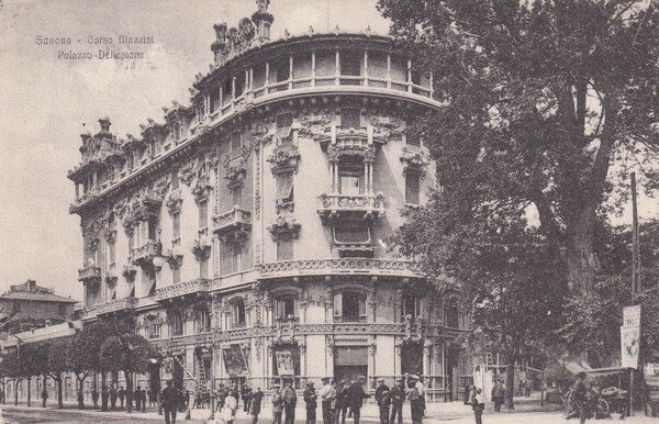 Cartolina Savona - Corso Mazzini - Palazzo delle Piane. 1920