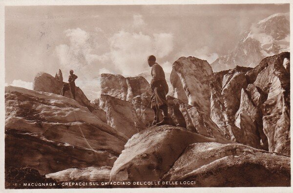 Cartolina Macugnaga - Crepacci sul ghiacciaio del Colle delle Locci. …