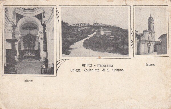 Cartolina Apiro (Macerata) - Panorama. Chiesa Collegiata di S. Urbano. …