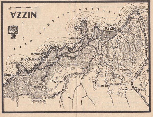 Programma NORDDEUTSCHER LLOYD BREMEN - Crociera Mediteranea Estiva 1936. Villefranche. …