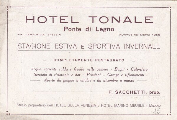 Brochure Hotel Tonale - Ponte di Legno. (Valcamonica - Brescia). …