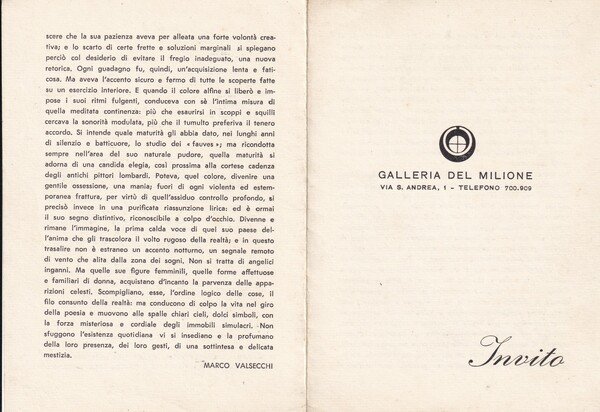 Invito mostra GINO MELONI 1952 - Galleria del Milione - …