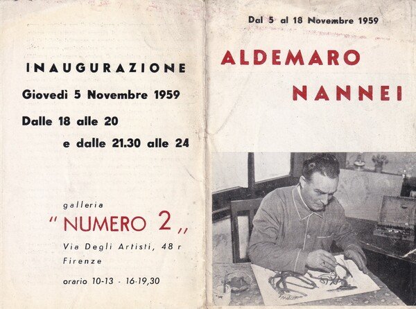 Brochure mostra ALDEMARO NANNEI - 1959. Galleria "Numero 2" - …