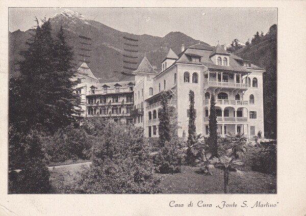 Cartolina Casa di cura - Fonte S. Martino (Merano). 1943