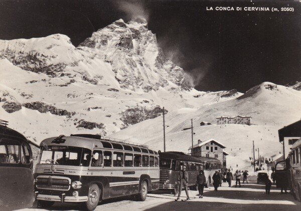 Cartolina La conca di Cervinia - Rifugio Pirovano (Cervinia). 1953