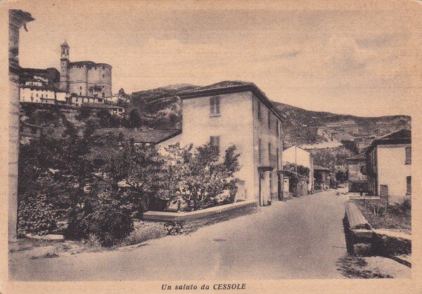 Cartolina Un saluto da Cessole (Asti). 1952