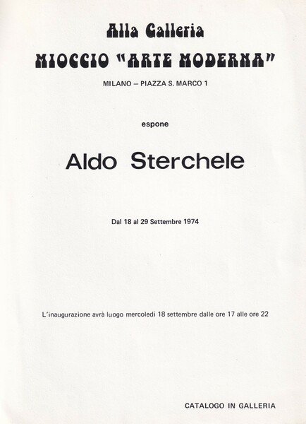 Brochure mostra ALDO STERCHELE - Galleria Mioccio "Arte Moderna" Milano. …
