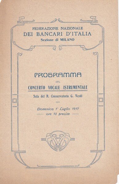 Programma Concerto Vocale Istrumentale - Federazione Nazionale dei Bancari d'Italia. …