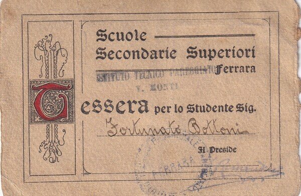 Tessera Scuole Secondarie Superiori Istituto Tecnico Pareggiato V. Monti - …